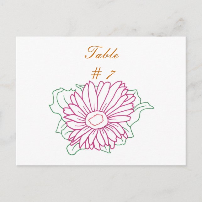 Tischnummer Postkarten, Pink Fuchsia Daisy (Vorderseite)