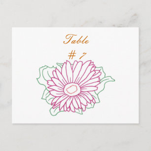Tischnummer Postkarten, Rosa Fuchsien Sonnenblume