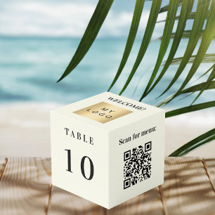 Tischnummer QR-Code-Menü elfenbeinfarbenes Geschäf Würfel
