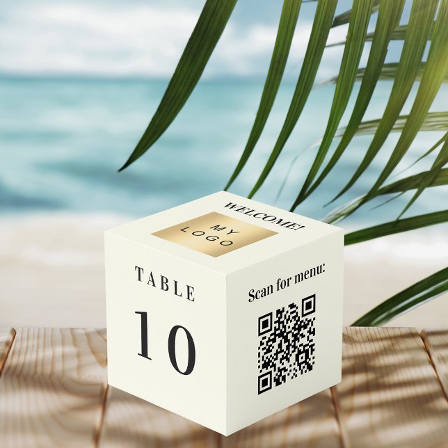 Tischnummer QR-Code-Menü elfenbeinfarbenes Geschäf Würfel (Von Creator hochgeladen)