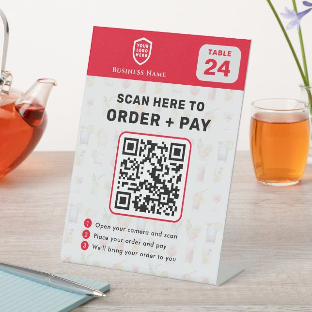 Tischnummer QR Code Scan to Order Restaurant Sockelschild (In Situ)