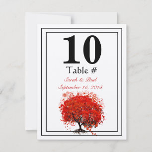 Tischnummer "Red Heart Leaf Tree"