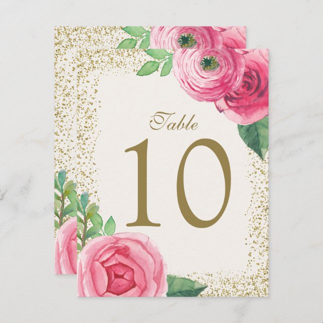 Tischnummer Rose für Wasserfarben (Vorne/Hinten)