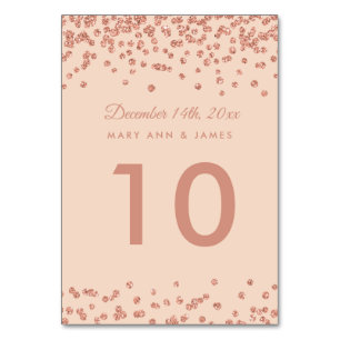 Tischnummer Rose Gold Imitat Glitzer Confetti Blus