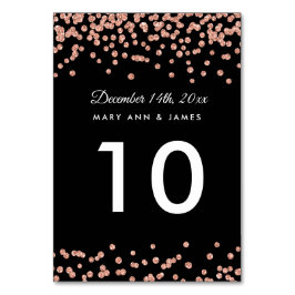 Tischnummer Rose Gold Imitate Glitzer Confetti Bla