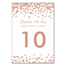 Tischnummer Rose Gold Imitats Glitzer Confetti Wei