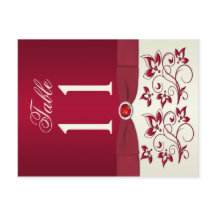 Tischnummer Rot und Elfenbeinblüte