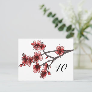 Tischnummer Roter Krebs Blüten Postkarte