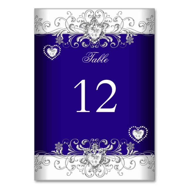 Tischnummer Royal Blue Wedding Silver Diamond (Vorderseite)