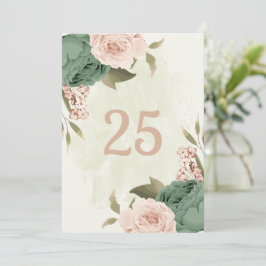 Tischnummer "Salbei grün rot" Blume