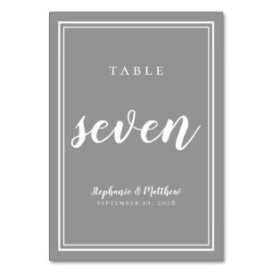 Tischnummer Seven Graue weiße Hochzeitsempfehlun
