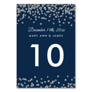 Tischnummer Silver Imitats Glitzer Confetti Marine