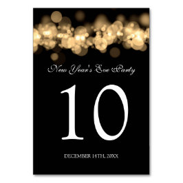 Tischnummer Silvester Party Gold Bokeh Light