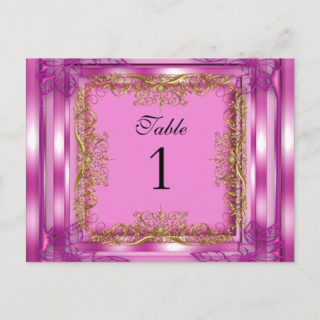 Tischnummer Sitzplatzkarten Gold Pink (Vorderseite)