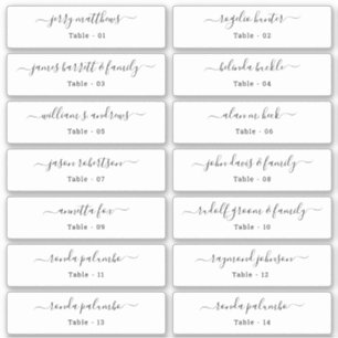 Tischnummer-Stick für Hochzeitgäste der Platzkarte Aufkleber