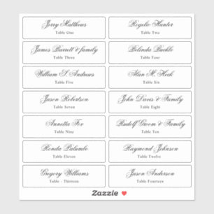 Tischnummer-Stick für Hochzeitgäste der Platzkarte Aufkleber