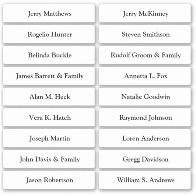 Tischnummer-Stick für Hochzeitgäste der Platzkarte Aufkleber (Vorderseite)