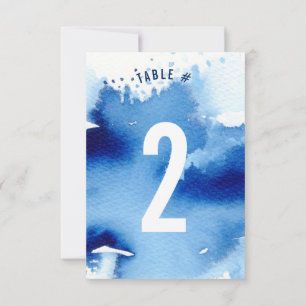 TISCHNUMMER Stilvolle Wasserfarbe cool dunkelblau