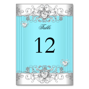 Tischnummer Türkisblaue Hochzeit Silber Diamant 2