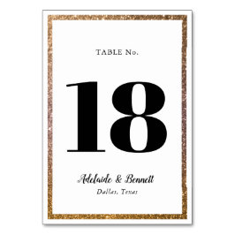 Tischnummer von Gold-Glitzer-Rahmen