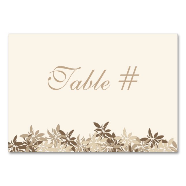 Tischnummer von stilisierten Tan- und Braunblumenb (Vorderseite)