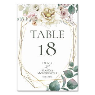 Tischnummer   Wasserfarbe Elfenbeinrot Blume