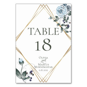 TISCHNUMMER   Wasserfarbe Staubblau Floral