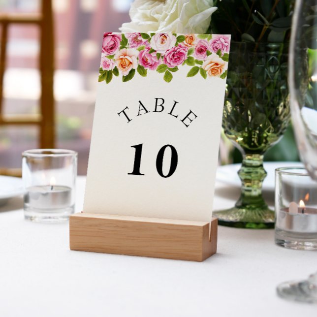 Tischnummer Wasserfarben Rosa Blumenmuster (Von Creator hochgeladen)