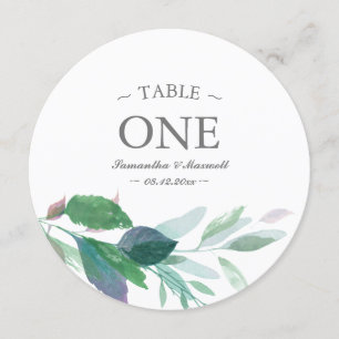 Tischnummer "Watercolor Greenery"