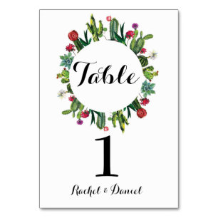 Tischnummer Wedding Cactus Wreath Fiesta