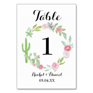 Tischnummer Wedding Cactus Wreath Fiesta