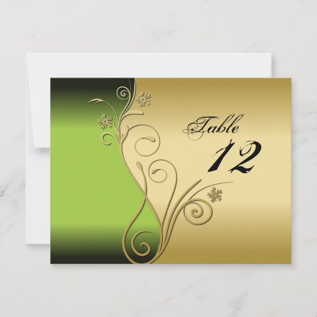 Tischnummer Wedding Card - Classy Green & Gold (Vorderseite)
