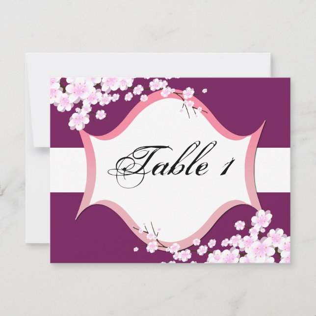 Tischnummer Wedding Card - Sangria Weiße Blüten (Vorderseite)