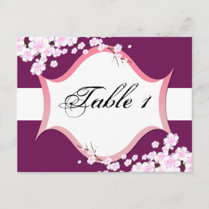 Tischnummer Wedding Card - Sangria Weiße Blüten