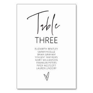 Tischnummer Wedding Guest Seating Card G400