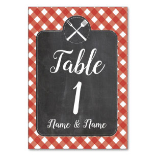 Tischnummer Wedding Red Gingham Chalk GRILLEN