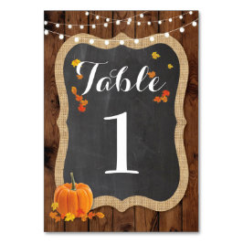 Tischnummer Wedding Rustic Wood Fall Pumpkin