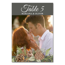 Tischnummer Winterpine Stone Gray Wedding