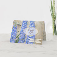 Tischnummer Zelt-Karte Dragonfly Butterfly Blume