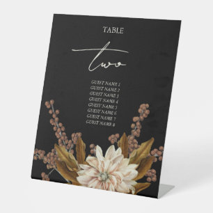 Tischnummer zur blorschwarzen Hochzeit im Herbst i Sockelschild