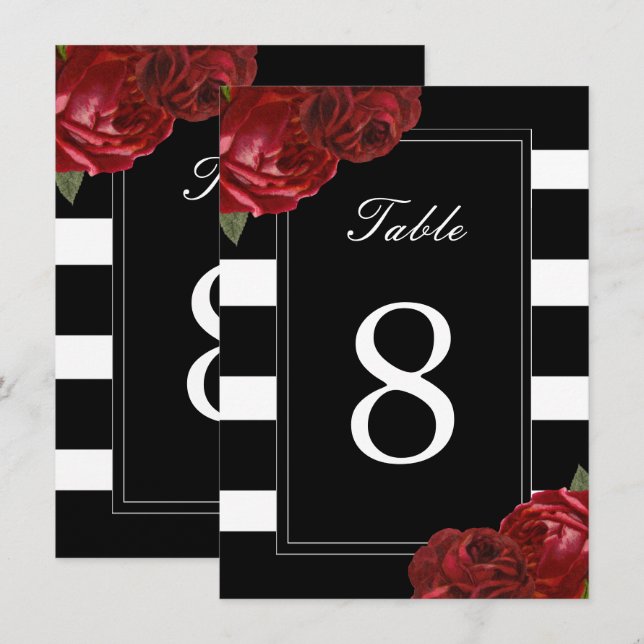 Tischnummern aus Schwarz und Weiß (Vorne/Hinten)