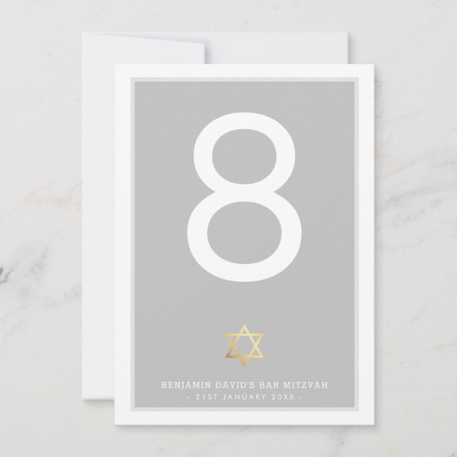 TISCHNUMMERN Bar Mitzvah Stern von david grau (Vorderseite)