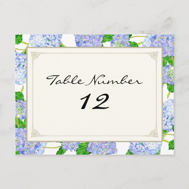 Tischnummern Blue Hydrangea Lace Floral Formal (Vorderseite)
