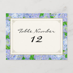 Tischnummern Blue Hydrangea Lace Floral Formal