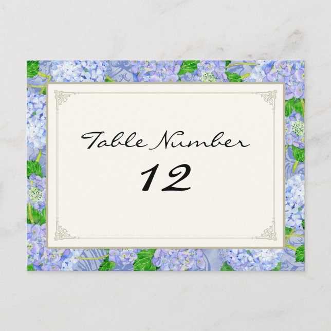 Tischnummern Blue Hydrangea Lace Floral Formal (Vorderseite)