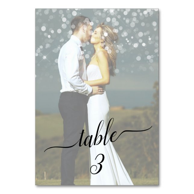 Tischnummern Bokeh Fab Faded Couple Wedding Foto (Vorderseite)