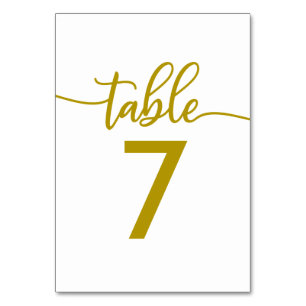 Tischnummern   Elegante goldene Hochzeitsschrift