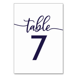 Tischnummern Elegante Kalligrafie Marineblau