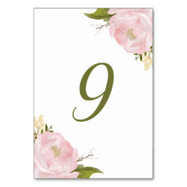 Tischnummern für Aquarellblush Pink Peonies