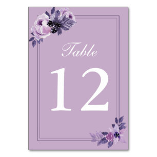 Tischnummern für Hochzeiten mit Lila Blumenbeet